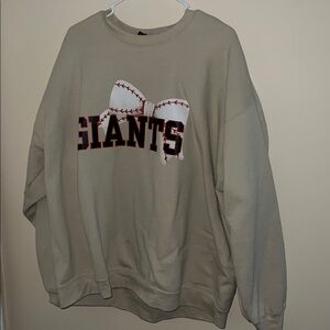 Beige Giants Sweatshirt with Baseball Bow